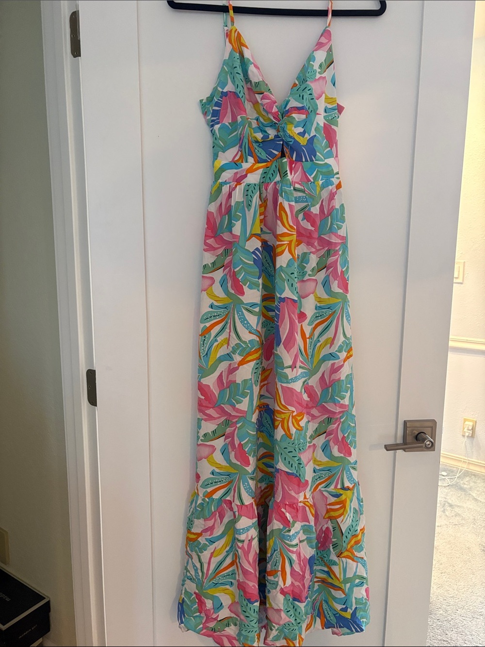 Cupshe Tropical Floral Maxi Dress in Pink, Teal, Yellow Sz L